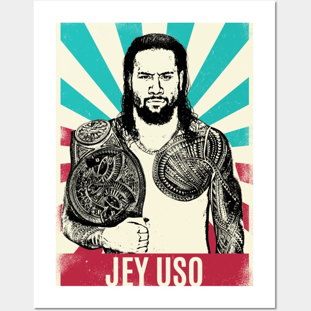 Vintage Retro Jey Uso Wall Art by Bengkel Band